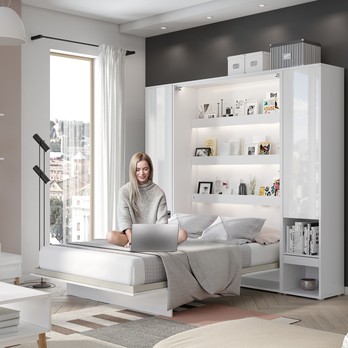 Sklápacia posteľ BED CONCEPT 1 biela/vysoký lesk, 140x200 cm 3