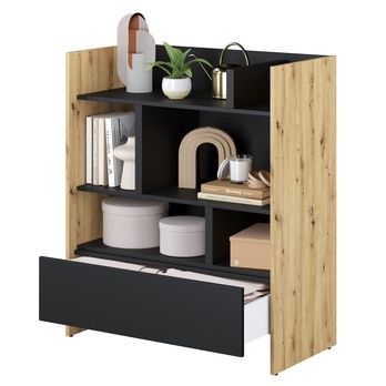 Regál BED CONCEPT BC-25 dub artisan/čierna 1
