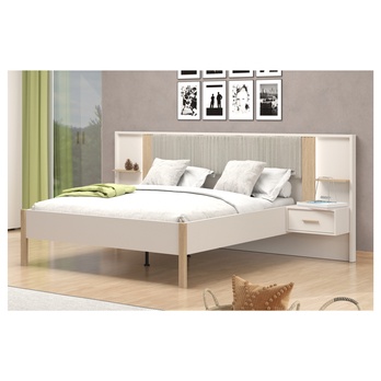 Posteľ s nočnými stolíkmi BELFORT kašmírová/dub artisan 1