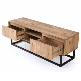 TV stolík  BELINDA čierna/borovica, šírka 140 cm 2