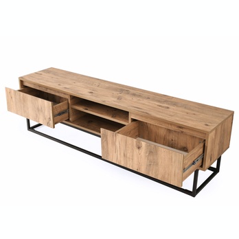 TV stolík  BELINDA čierna/borovica, šírka 180 cm 2