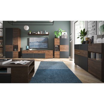 Vitrína BELLINI dub waterford/kozmos sivá, pravé vyhotovenie 1