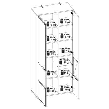 Vitrína BELLINI dub waterford/kozmos sivá, pravé vyhotovenie 5