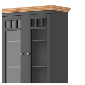 Vitrína  BELLU 2D borovica/grafit 2