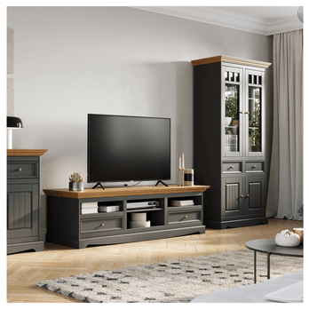 Vitrína  BELLU 2D dub/grafit 1