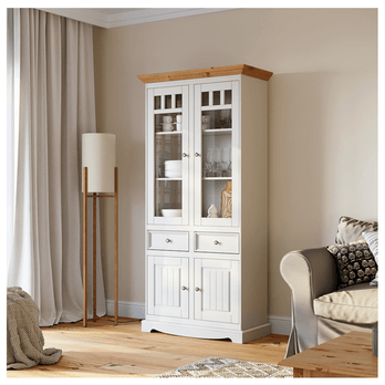 Vitrína BELLU 2D borovica/biela 1