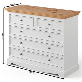 Komoda BELLU 5S borovica/biela 7