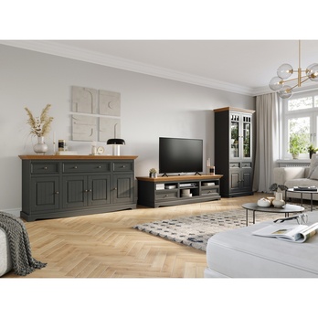 Vitrína BELLU dub/grafit 1