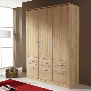 Šatníková skriňa BENETT dub sonoma, 3 dvere, 6 zásuviek 1