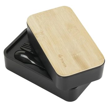 Dóza s príborom BENTO čierna/bambus 3