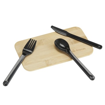 Dóza s príborom BENTO čierna/bambus 4