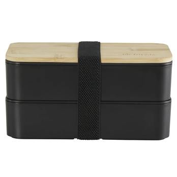 Dóza s príborom BENTO čierna/bambus 5