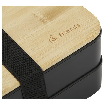 Dóza s príborom BENTO čierna/bambus 6