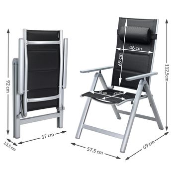 Záhradná stolička BEREN 2 strieborná/čierna, sada 2 ks 8