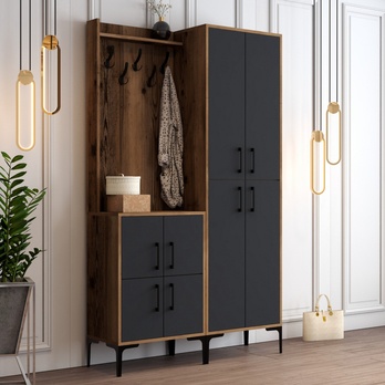 Predsieňová zostava BERLIN 2 orech/antracitová 1