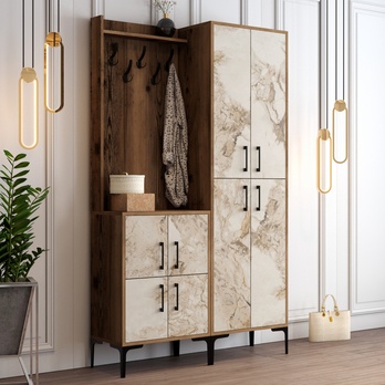 Predsieňová zostava BERLIN 2 orech/mramor 1