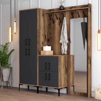 Predsieňová zostava BERLIN 3 orech/antracitová 1