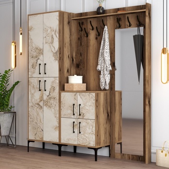 Predsieňová zostava BERLIN 3 orech/mramor 1