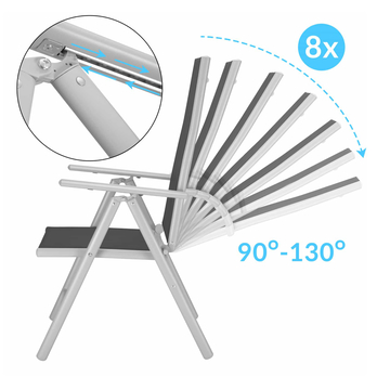 Záhradná stolička BERN 2 strieborná/čierna, sada 2 ks 1