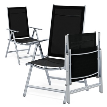 Záhradná stolička BERN 2 strieborná/čierna, sada 2 ks 2