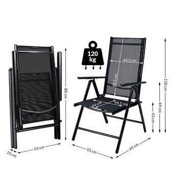 Záhradná stolička BERN 2 antracitová, sada 2 ks 5