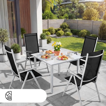 Záhradná zostava BERN 4 strieborná/čierna/mliečne sklo 1