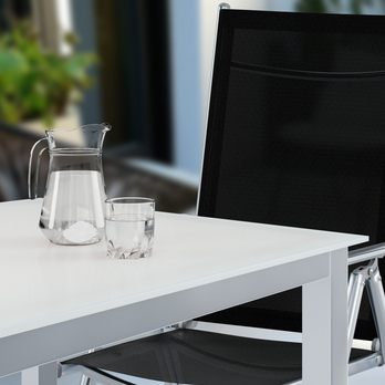 Záhradná zostava BERN 4 strieborná/čierna/mliečne sklo 4