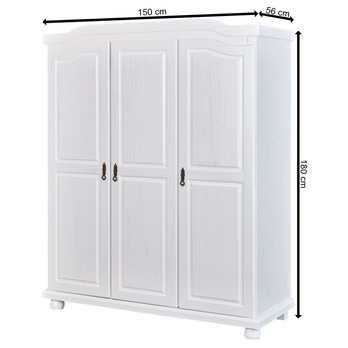 Šatníková skriňa BERNIAN II biela, šírka 150 cm 6