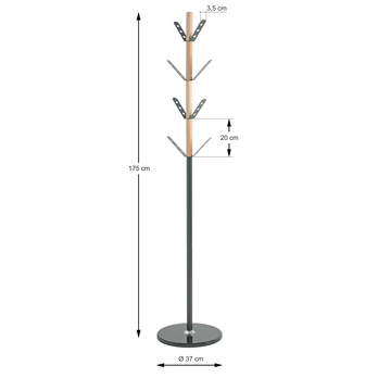 Stojanový vešiak BERNIE antracitová/prírodná, výška 175 cm 4