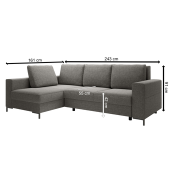 Sedacia súprava BERRY ľavá, tmavosivá 7