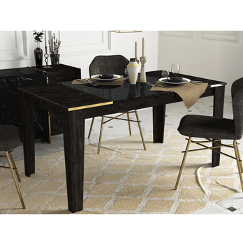 Jedálenský stôl BIANCO čierna/zlatá 1