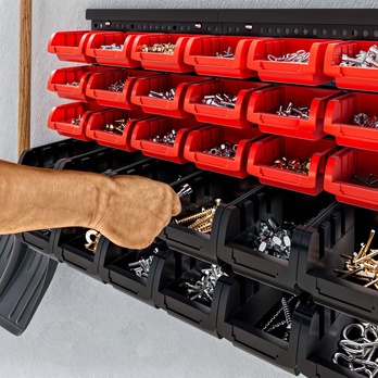 Nástenka na náradie s boxy BIN 1 čierna/červená 2