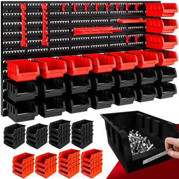 Nástenka na náradie s boxy BIN 2 čierna/červená 1