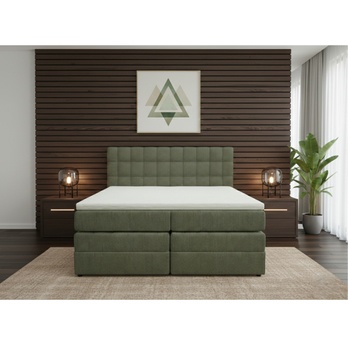 Posteľ s matracom a topperom BIRNA 2 BK olivová, 160x200 cm 3