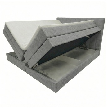 Posteľ s matracom a topperom BIRNA 2 BK svetlosivá, 160x200 cm 2