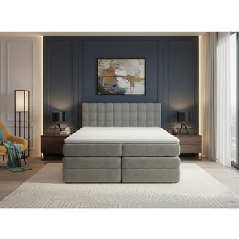 Posteľ s matracom a topperom BIRNA 2 BK svetlosivá, 160x200 cm 3