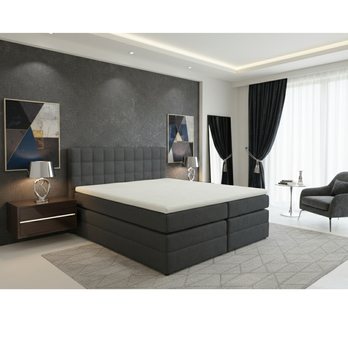 Posteľ s matracom a topperom BIRNA 2 BK tmavosivá, 160x200 cm 1