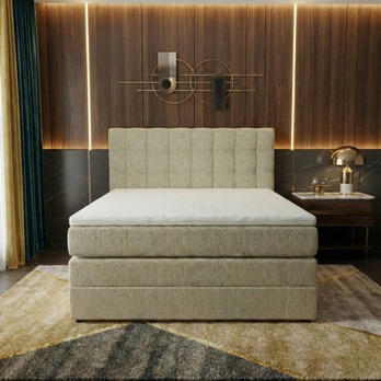 Posteľ s matracom a topperom BIRNA 2 BK béžová, 120x200 cm 1