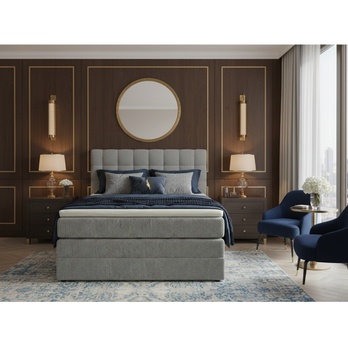 Posteľ s matracom a topperom BIRNA 2 BK svetlosivá, 120x200 cm 1