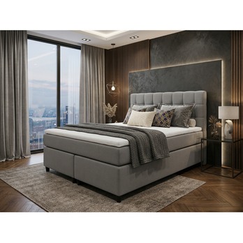 Posteľ s matracom a topperom BIRNA 2 BSB svetlosivá, 140x200 cm 1