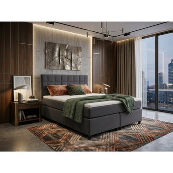 Posteľ s matracom a topperom BIRNA 2 BSB tmavosivá, 140x200 cm 1