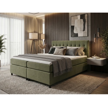 Posteľ s matracom a topperom BIRNA 2 BSB olivová, 160x200 cm 1