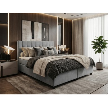 Posteľ s matracom a topperom BIRNA 2 BSB svetlosivá, 180x200 cm 1