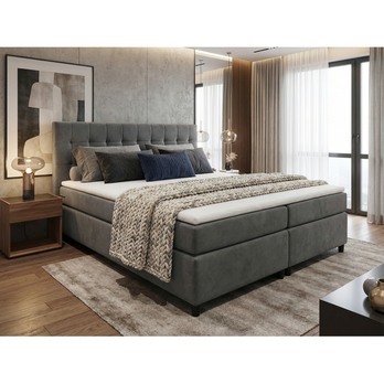 Posteľ s matracom a topperom BIRNA 2 BSB tmavosivá, 180x200 cm 1