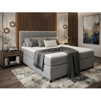 Posteľ s matracom a topperom BIRNA 2 BSB svetlosivá, 120x200 cm 1