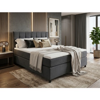 Posteľ s matracom a topperom BIRNA 2 BSB tmavosivá, 120x200 cm 1