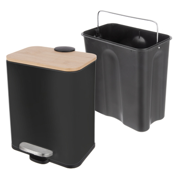 Odpadkový kôš BLACK 3 čierna/prírodná, 5 l 2