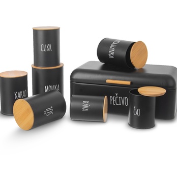 Dóza na kakao BLACK čierna/bambus 5