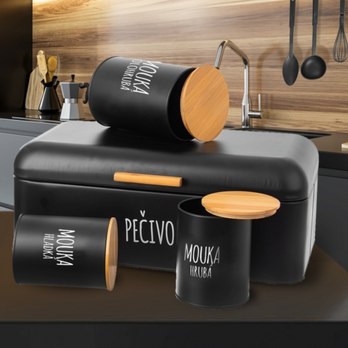 Dóza na špagety BLACK čierna/bambus 1