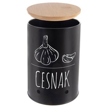 Dóza na cesnak BLACK čierna/bambus 1
